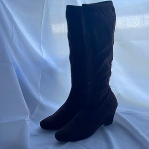 Pazzo Dark brown knee high boots faux suede womens size 6.5